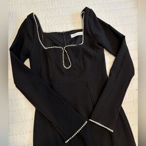 Hello Molly Long Sleeve Dress with Pearl Trim